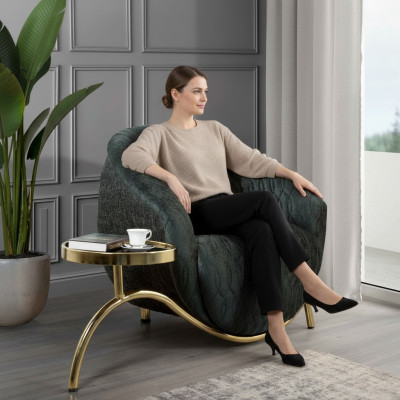 Green upholstered armchair designer lounge chair furniture luxurious 1-seater