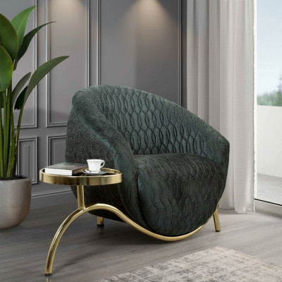 Green upholstered armchair designer lounge chair furniture luxurious 1-seater