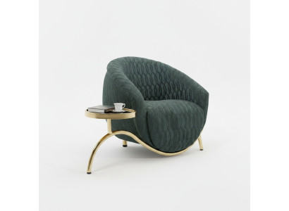 Green upholstered armchair designer lounge chair furniture luxurious 1-seater