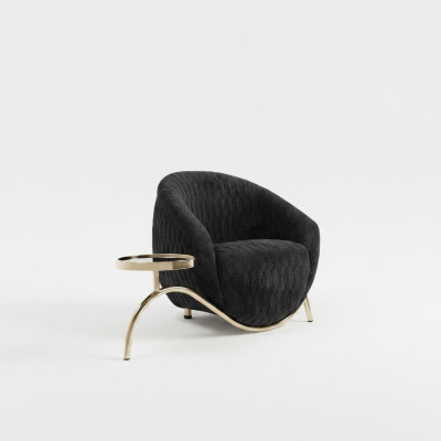 Black club chair, designer cocktail chair, modern single-seater chair