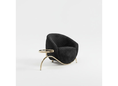 Black club chair, designer cocktail chair, modern single-seater chair