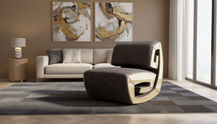 Brown-Golden Recliner Designer Chair Relaxation Living Room Seat New