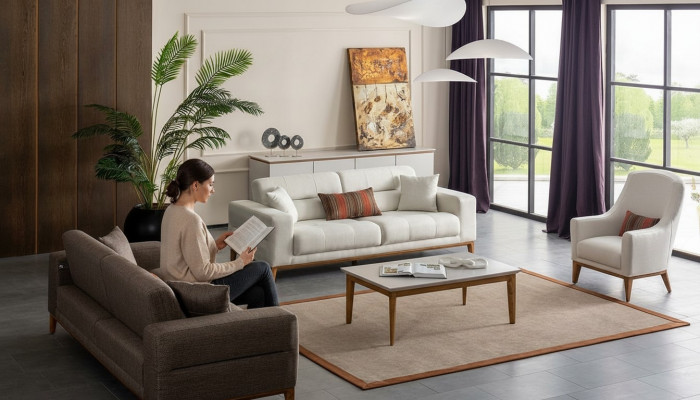Sofa set Sofa Luxury 2x Sofas 3 seater Modern 1 seater 3-piece Modern Set