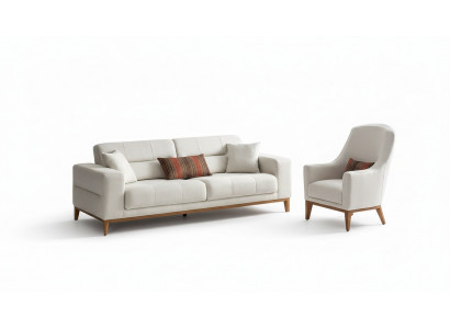 Living room sofa set three-seater armchair luxury couch set 3 1 seater white