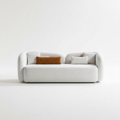 Modern design upholstery white three-seater sofa fabric material