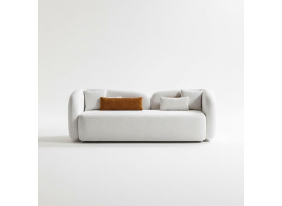 Modern design upholstery white three-seater sofa fabric material