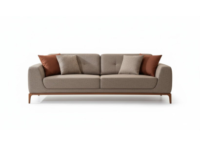 Sofa 3-Seater Upholstered Sofa Gray Textile Seat Design Fabric Modern Couch Sofas