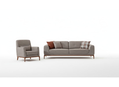 Luxury Sofa Set 3-Seater Armchair Fabric Modern Gray Modern Set New