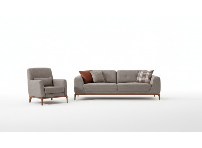 Luxury Sofa Set 3-Seater Armchair Fabric Modern Gray Modern Set New