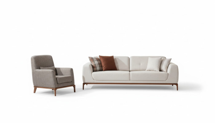 Luxury White Sofa Set 3 Seater Armchair Fabric Modern Modern Set New