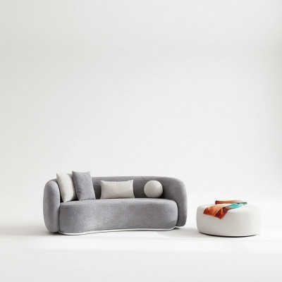 Modern design gray couch sofa 4-seater upholstered sofa furniture ottoman new