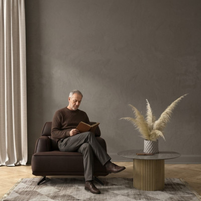 Designer brown armchair upholstered furniture lounge single-seater living room furniture