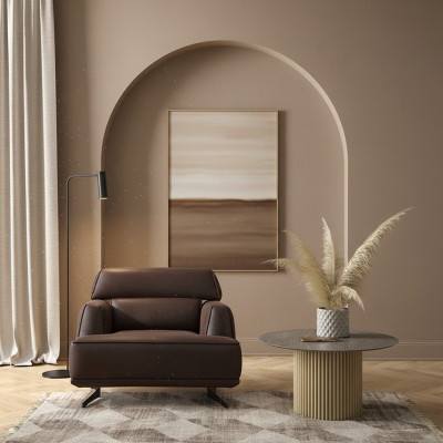 Designer brown armchair upholstered furniture lounge single-seater living room furniture