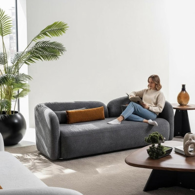 Living room sofa 3-seater designer couch upholstered sofas fabric textile new