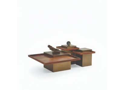 Modern brown coffee table set living room wood coffee table luxury set