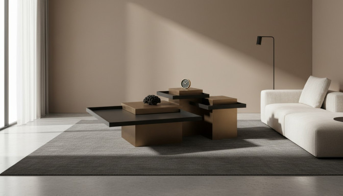 Modern coffee table set living room luxury furniture 3x wooden side tables