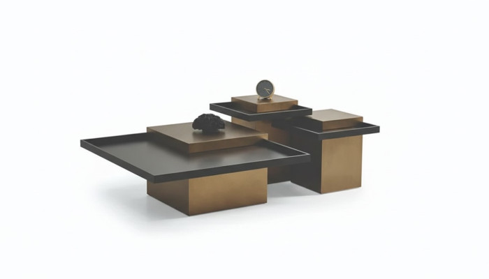 Modern coffee table set living room luxury furniture 3x wooden side tables