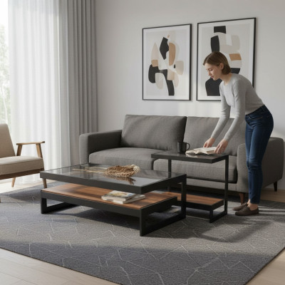 Exclusive coffee table set side table glass table living room coffee table