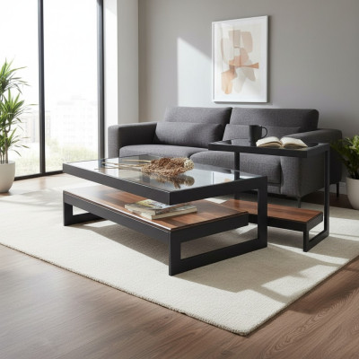 Exclusive coffee table set side table glass table living room coffee table