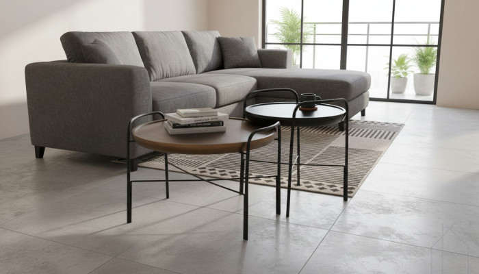 Round living room coffee table luxury 2x wooden tables designer furniture set 2-piece
