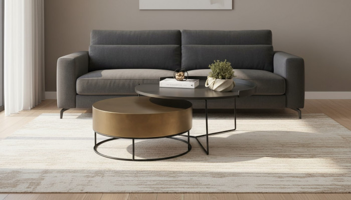 Designer 2x Coffee Tables Modern Round Side Table Metal Table Set