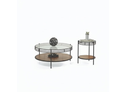 Modern coffee table set designer round table glass table coffee table 2-piece set