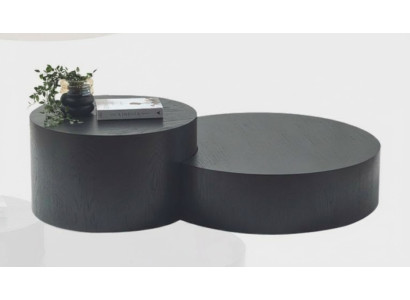 Modern Black Coffee Table Set Designer Round Coffee Table Side Table