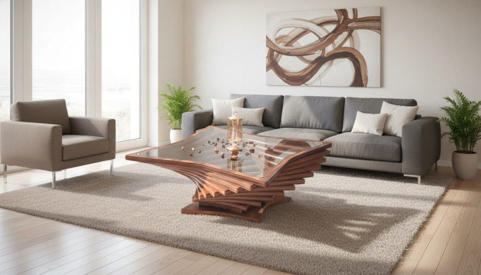 Exclusive Golden Coffee Table Living Room Side Table Noble Glass Table