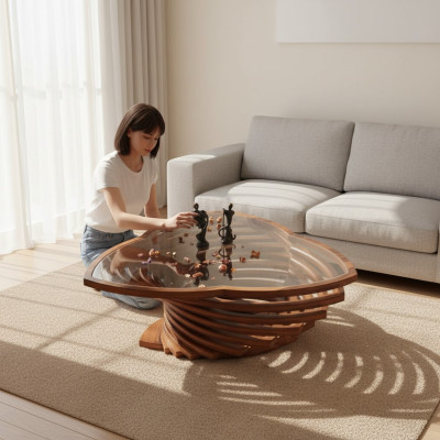 Modern brown glass coffee table side table designer table