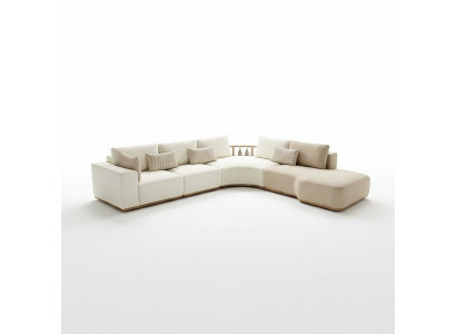 White corner sofa modern living room furniture designer couch textile sofa 2-piece
