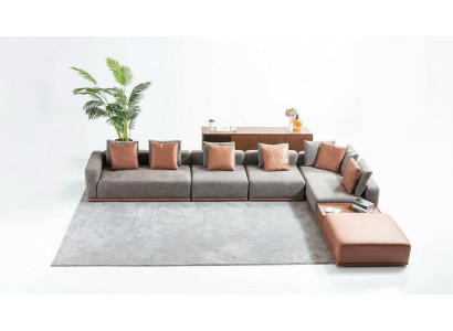 Gray living room seating landscape corner suite designer fabric sofa