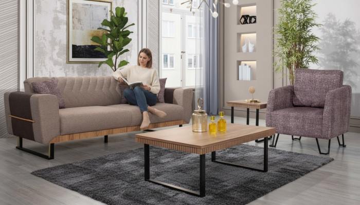 Stylish Living Room Sofa Set 3-Seater Upholstered Sofa Suite 2-Piece