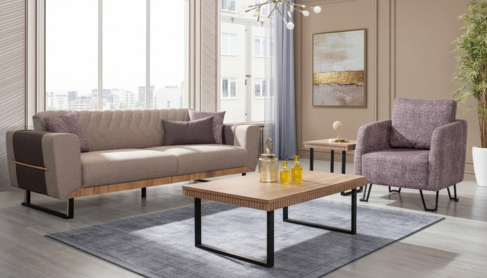 Stylish Living Room Sofa Set 3-Seater Upholstered Sofa Suite 2-Piece