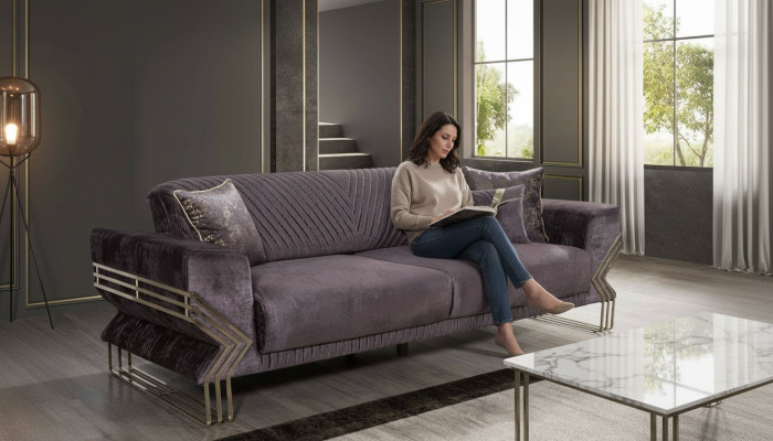 Elegant three-seater modern living room luxury sofa upholstery 3-seater