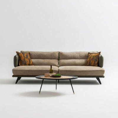 Sofa 3-seater upholstered sofa multicolored textile seat design fabric modern sofas