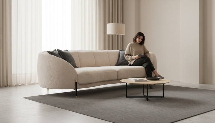 Couch Upholstery Beige Design Sofa 4 Seat Sofas Textile Design Sofa Furniture New