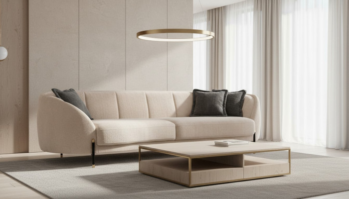 Couch Upholstery Beige Design Sofa 4 Seat Sofas Textile Design Sofa Furniture New