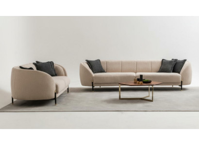 Modern Sofa 3 Seater Beige High-Quality Upholstered Sofas Design Textile New
