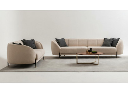 Modern Sofa 3 Seater Beige High-Quality Upholstered Sofas Design Textile New