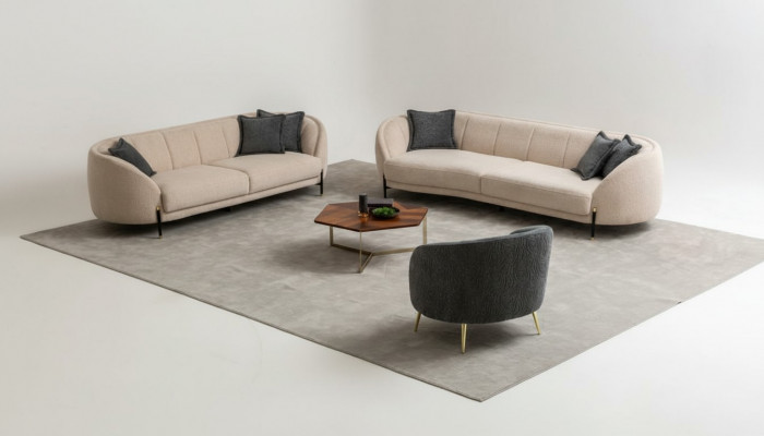 4 3 1 Seater Sofa Set Living Room Complete Sofas Set Beige Modern Set