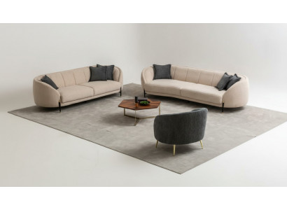4 3 1 Seater Sofa Set Living Room Complete Sofas Set Beige Modern Set