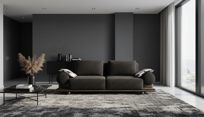 Modern sofa 3-seater black premium upholstery sofas design textile new