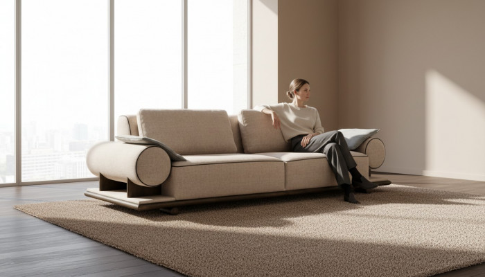 Textile Sofa Couch Upholstered Sofa 3-Seater Couches Sofas Modern Three-Seater New