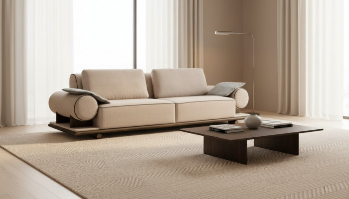 Textile Sofa Couch Upholstered Sofa 3-Seater Couches Sofas Modern Three-Seater New