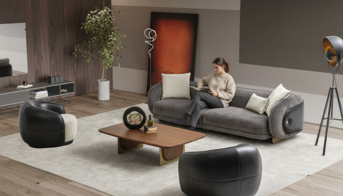Modern gray sofa set 3-seater sofas 2x armchairs living room set