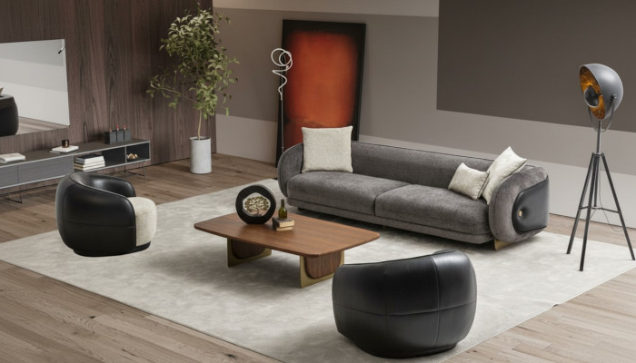 Modern gray sofa set 3-seater sofas 2x armchairs living room set
