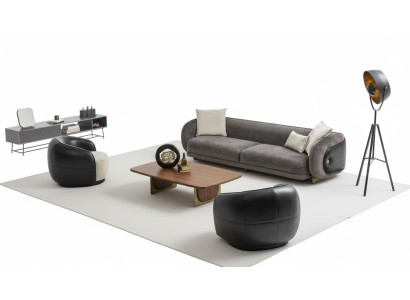 Modern gray sofa set 3-seater sofas 2x armchairs living room set