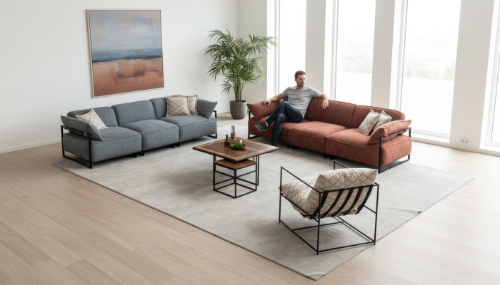 Luxurious Sofa Set 2x Four-Seater Designer Armchair Living Room Sofas