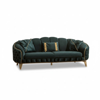 Chesterfield 2x 3-Seater Couch Upholstery Seat Textile Fabric Sofas