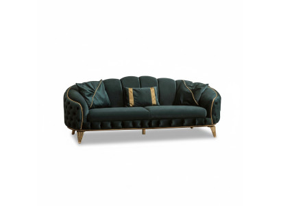 Chesterfield 2x 3-Seater Couch Upholstery Seat Textile Fabric Sofas